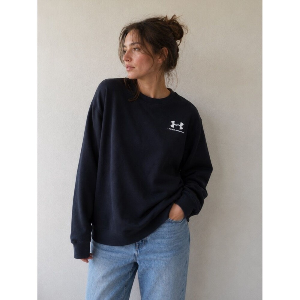 NWOT Under Armour Black Fleece Crewneck Sweatshirt Mens Large Logo Pullover